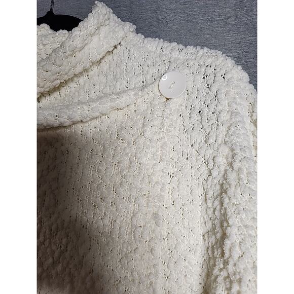Bobeau Cardigan Sweater Women's Size Medium Ivory Textured Knit Front Pockets - Picture 3 of 9